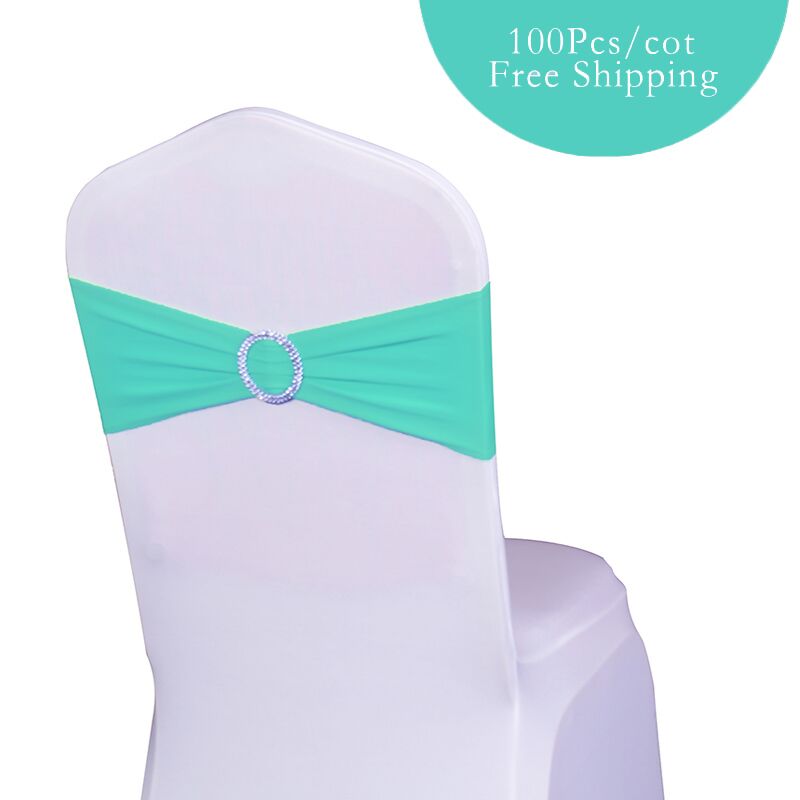 UNIHOME 100PC/Lot Wedding Decoration Spandex lycra Chair Bands with Plastic Buckle Elastic chair sashes Bows for wedding banquet
