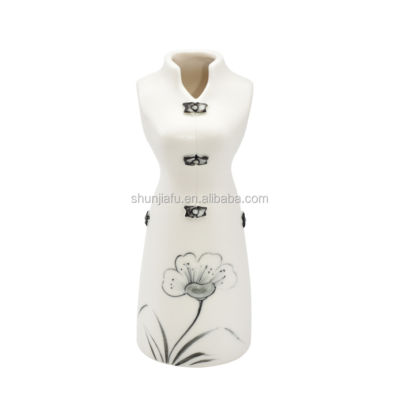 Модные чисто ручная роспись керамика cheongsam ваза домашний декор украшения цветок фарфор современные свадебные ваза