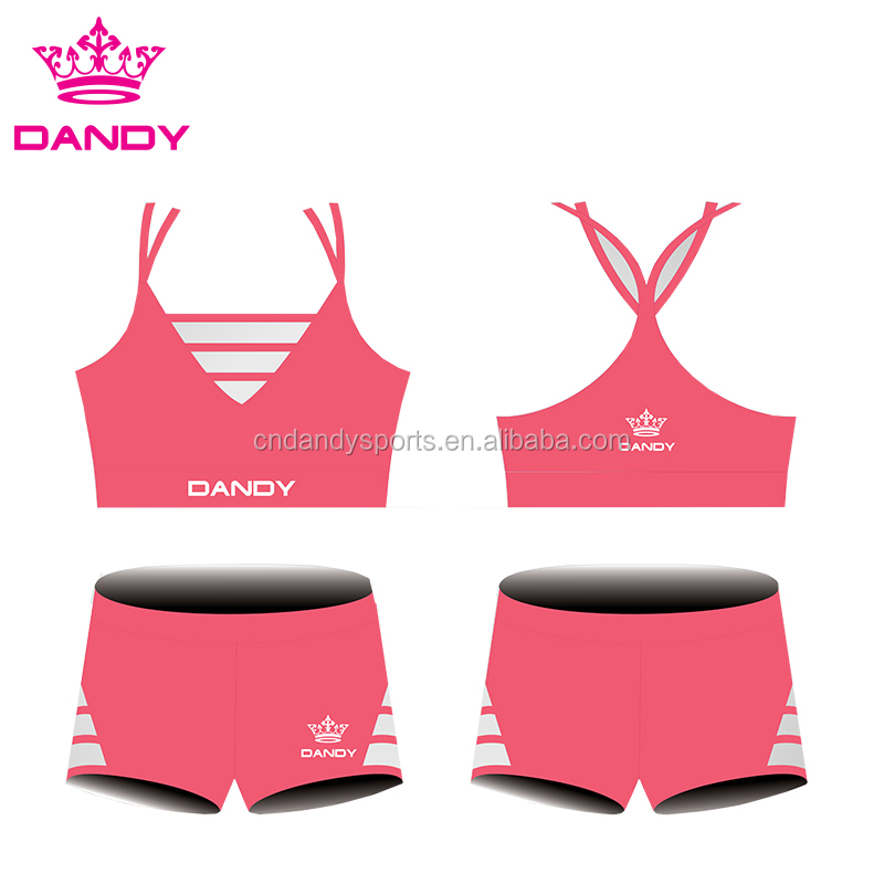 Custom sublimated cheerleading training cheer sports bra cheerleader shorts
