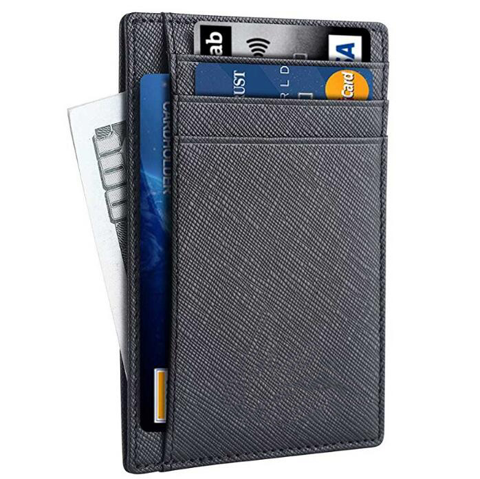 Мужской Тонкий RFID блокирующий передний карман минималистский держатель для кредитных карт из натуральной кожи
