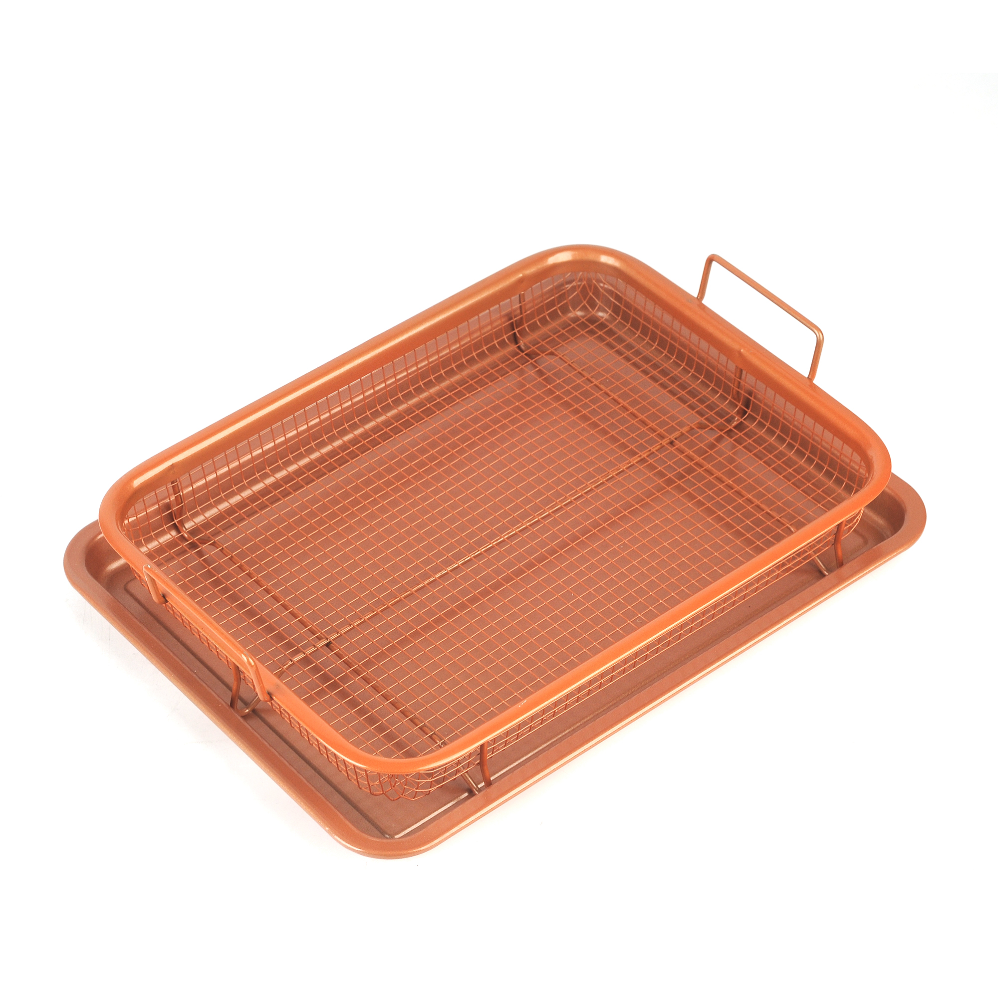 Deluxe Multi Copper Baking Sheet Air Deep Fryer With Non Stick Mesh Grill Crisper Tray