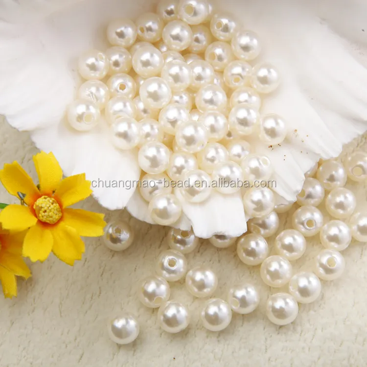 Wholesale Factory Direct Sold Plastic Pearl Beads Loose ABS Round Pearl Beads With Hole Plastic Beads