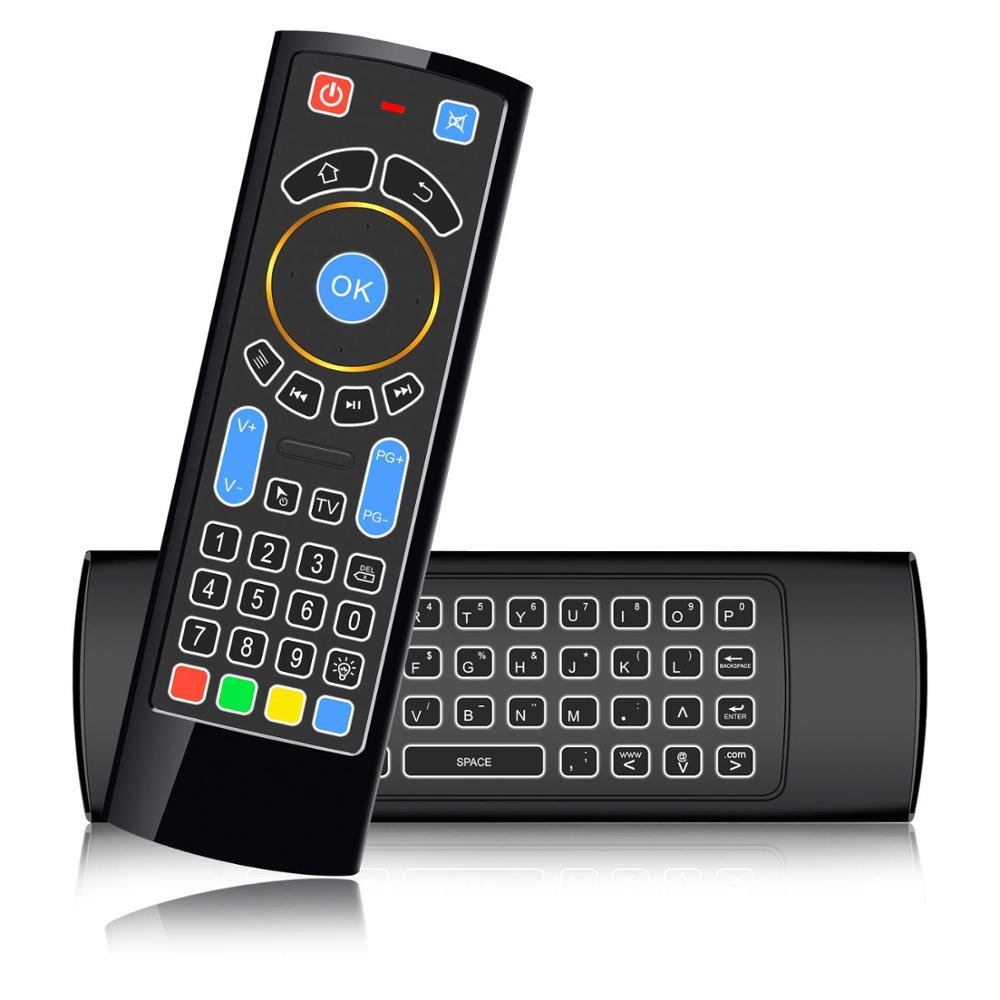 Android tv box BT пульт дистанционного управления air mouse qwerty клавиатура с подсветкой и работает для shield tv mi box international tv