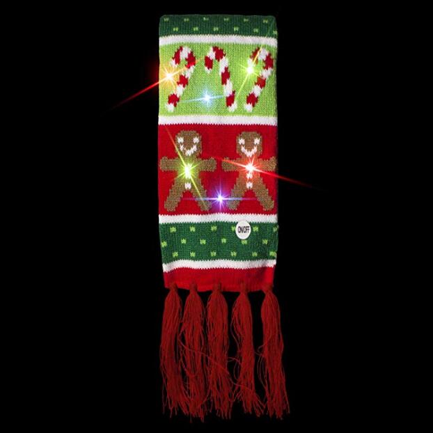 Hot Selling Christmas Flashing LED Knitting Scarf Fashional Led Scarf High Quality Comfortable Light Up Knitting Scarf