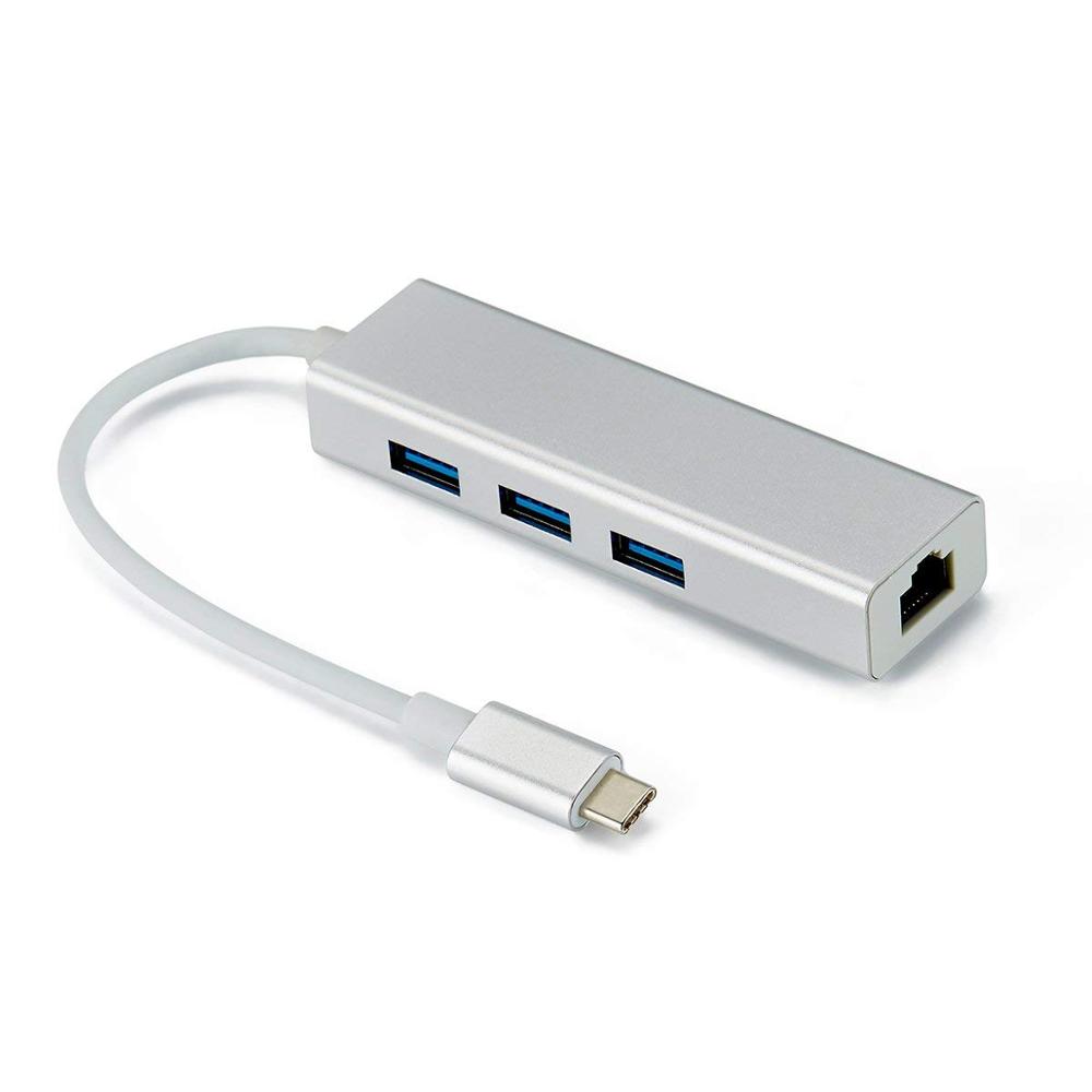 USB-C концентратор до 3 USB3.0 с RJ45 Gigabit Ethernet LAN