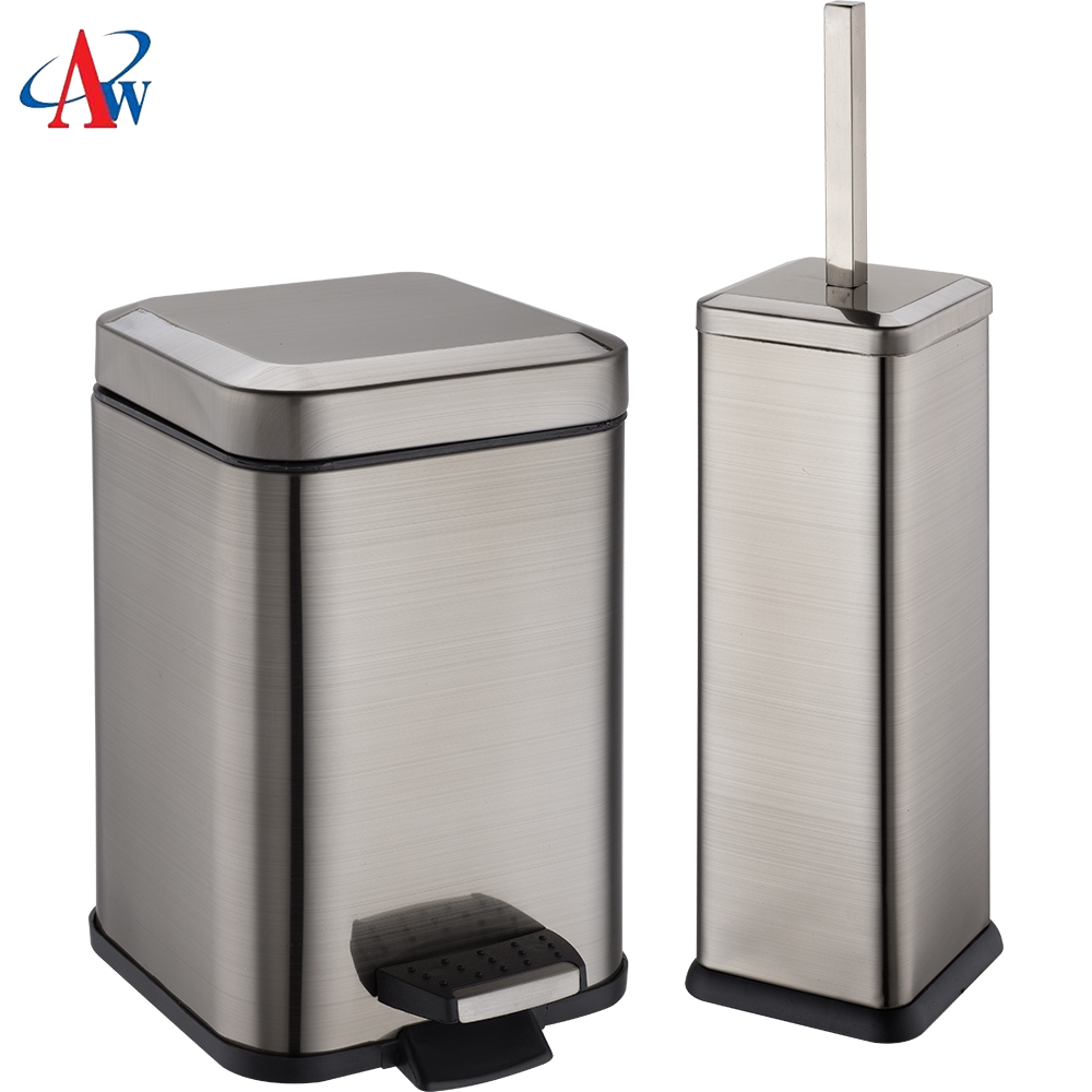 Bathroom Waste Bin With Toilet Brush Holder Set ( AWS108)