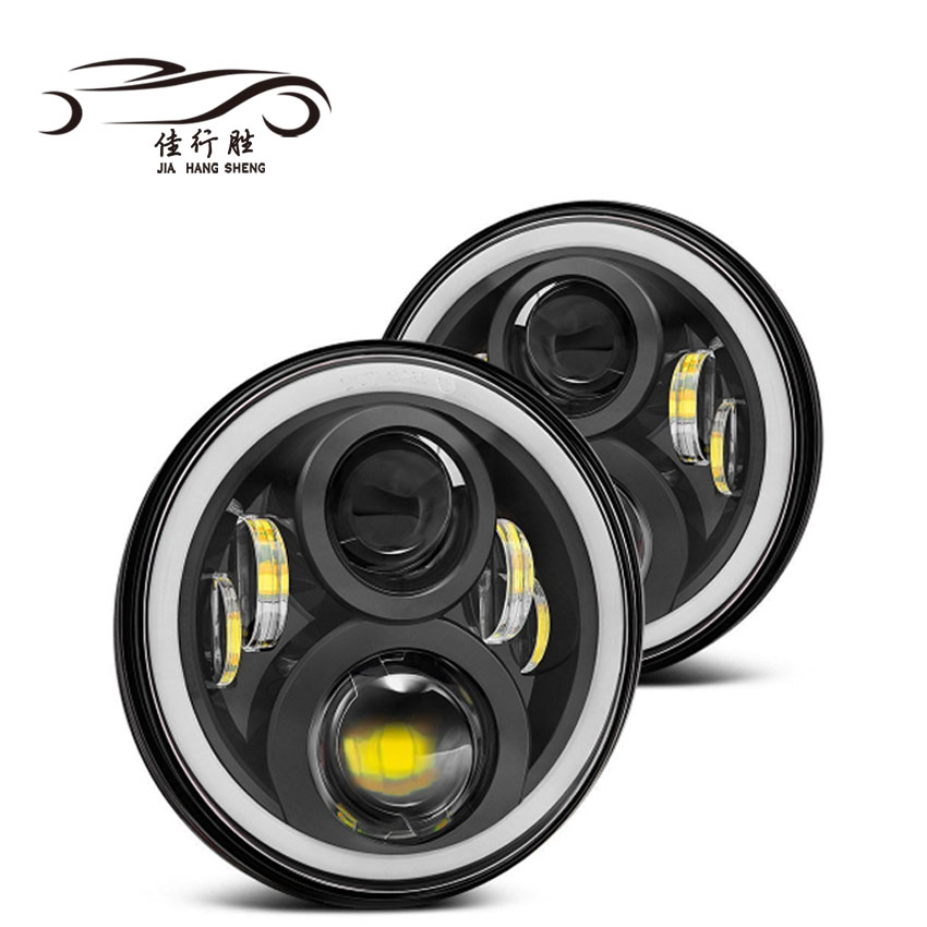 Новая модель 30 Вт 7 дюймов круглые светодиодные фары Halo Angle Eyes DRL фары для Jeep offroad DC 12V