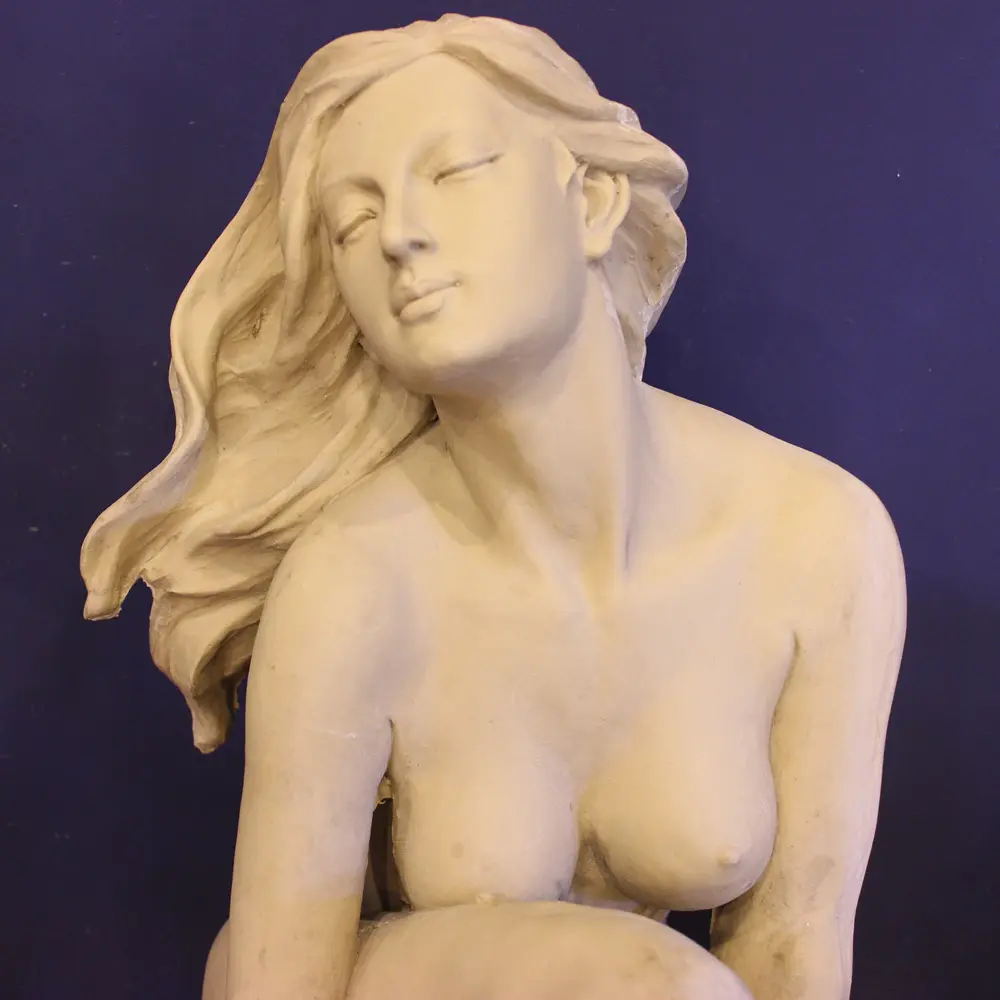 Чистый белый мрамор сексуальная обнаженная Сидящая женщина статуя резьба скульптура