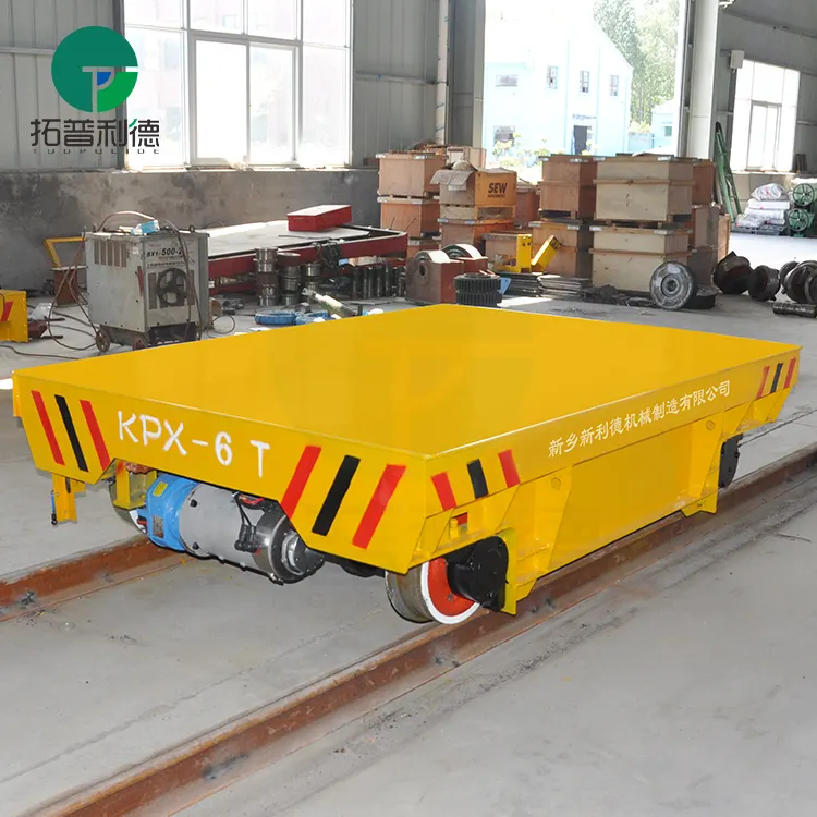 Heavy duty battery power motorized transfer rail flat car
