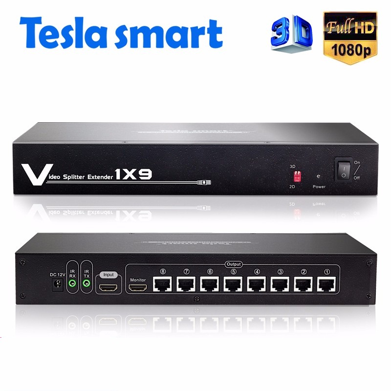 Высокопроизводительный 1080P 3D ИК HDMI сплиттер 1x9 удлинитель 60 м через Cat5