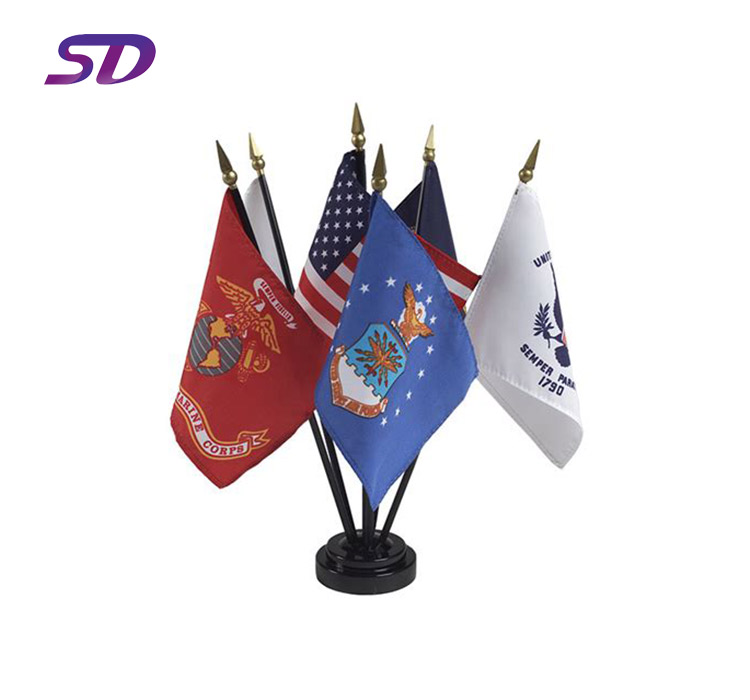 Polyester custom high quality runner usa table flag sets with stand