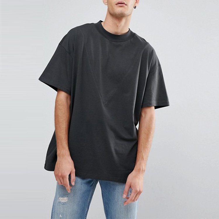 Cheap custom oversized cut and sew black t shirts