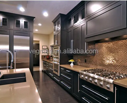 Lower price project black modular kitchen cabinet design