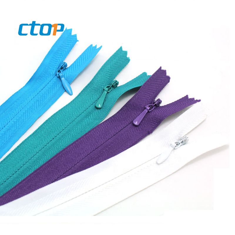 Guangzhou high quality long chain 60cm nylon airtight and waterproof clothes zipper custom zipper wholesale invisible zippers
