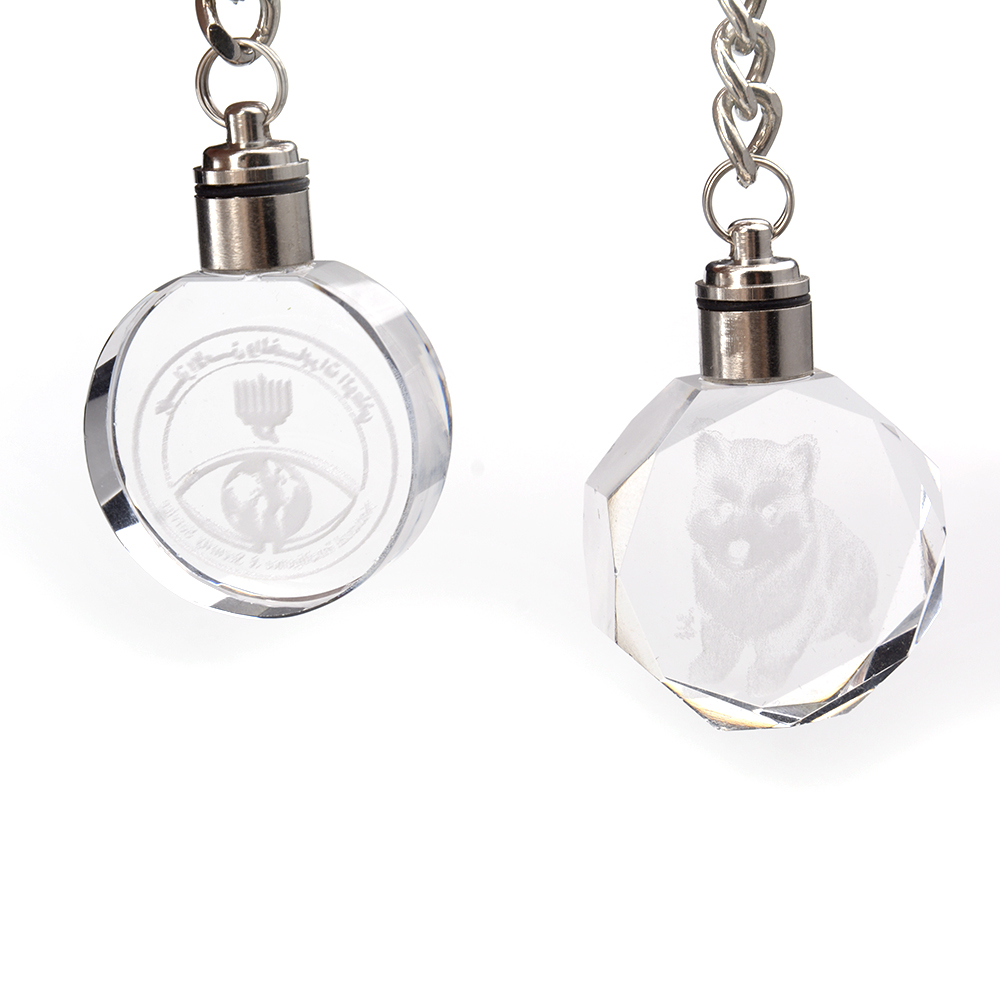 Wholesale Personalized Crystal Glass Lighted 3d Keychain