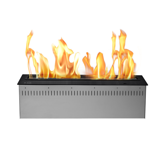 30 inch Luxury real flame silver intelligent remote control bio ethanol fireplace burner