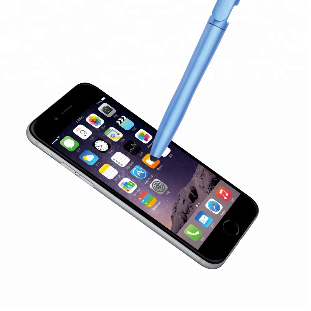 Multifunction Pen Promotional 5 in 1 Functional Stylus Pen with Holder,Plastic Stylus Pen with Screen Cleaner