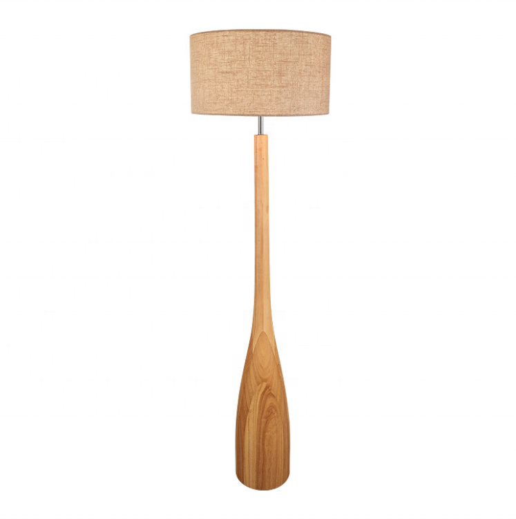 New creative fabric shade wooden base carved hotel arc vase led stand floor lamp for living room