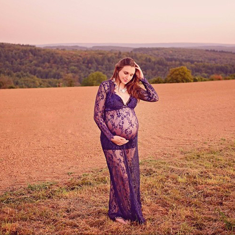 Puseky реквизит для фотосъемки беременных платье для фотосъемки Одежда для беременных длинное кружевное платье Одежда для беременных с V-образным вырезом