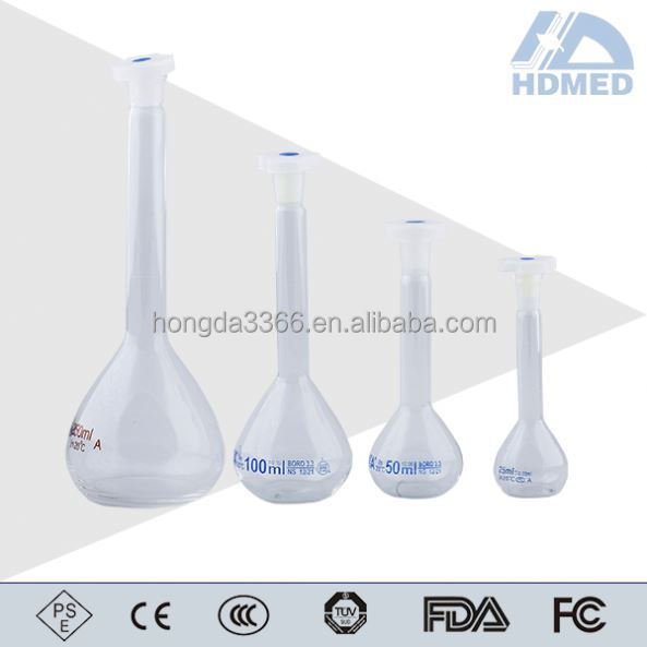 HDMED 1000ml high borosilicate/Pyrex measuring tool labrotary volumetric round promotional glass flask