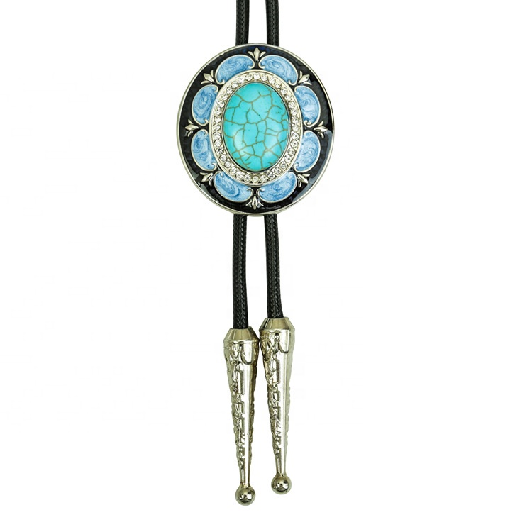 Оптовая продажа Jewellery европейской и американской моды Западной ковбой пользовательские Кристаллы Бирюзовый эмаль Боло галстук