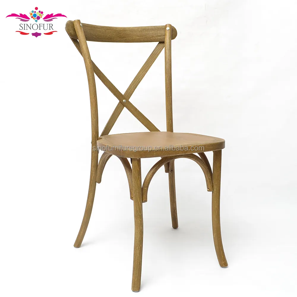 Solid wood stacking cross back chair