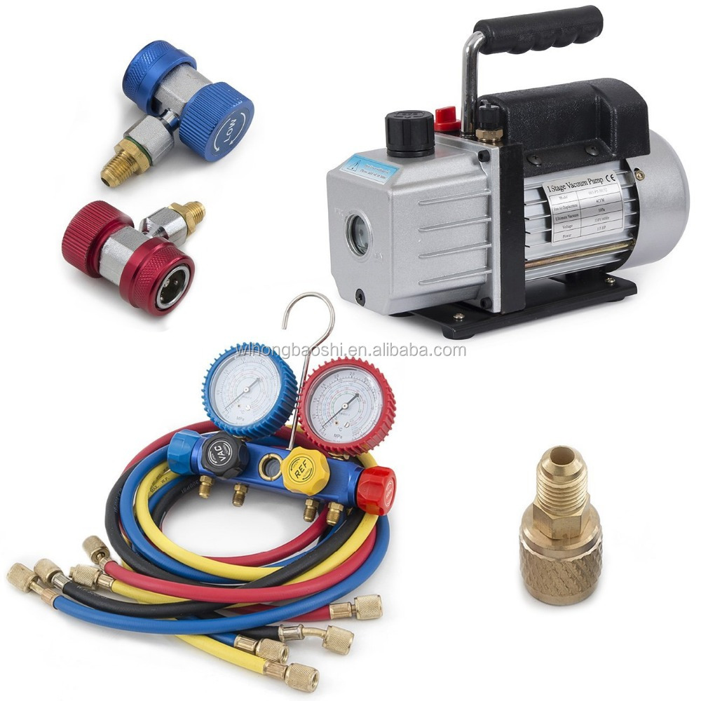 4CFM поворотный вакуумный насос 1/3HP с манометром переменного тока R410 R22 R134 R407C