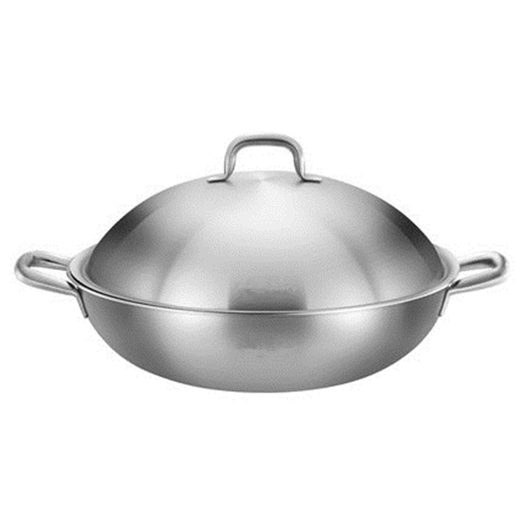 Functional Stainless Steel Wok Professional Uncoated Cooking Wok 36cm