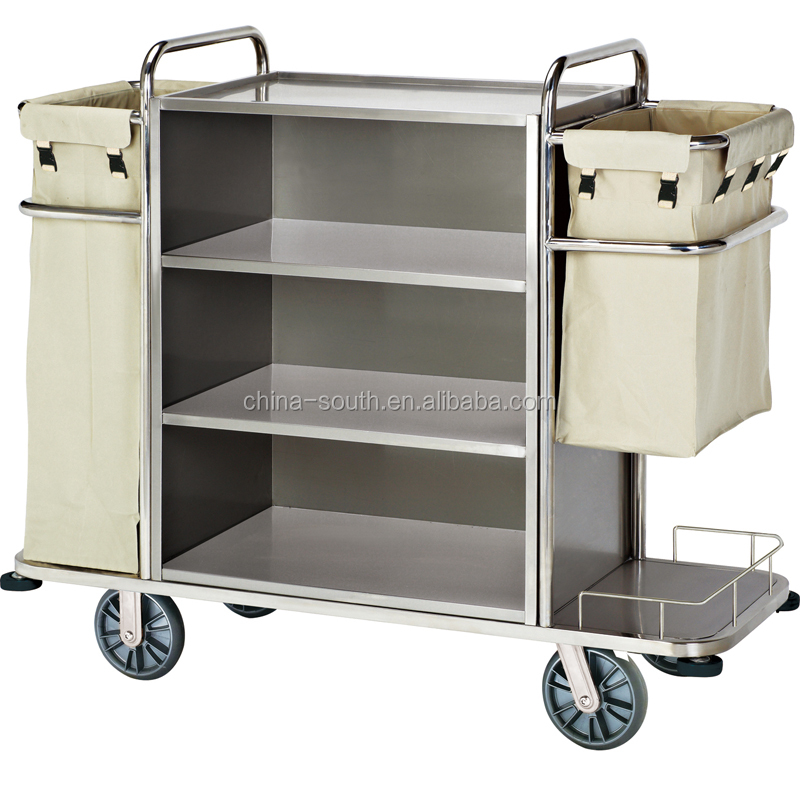 Stainless steel Housekeeping Carts Service Maid Trolley/laundry trolley housekeeping carts