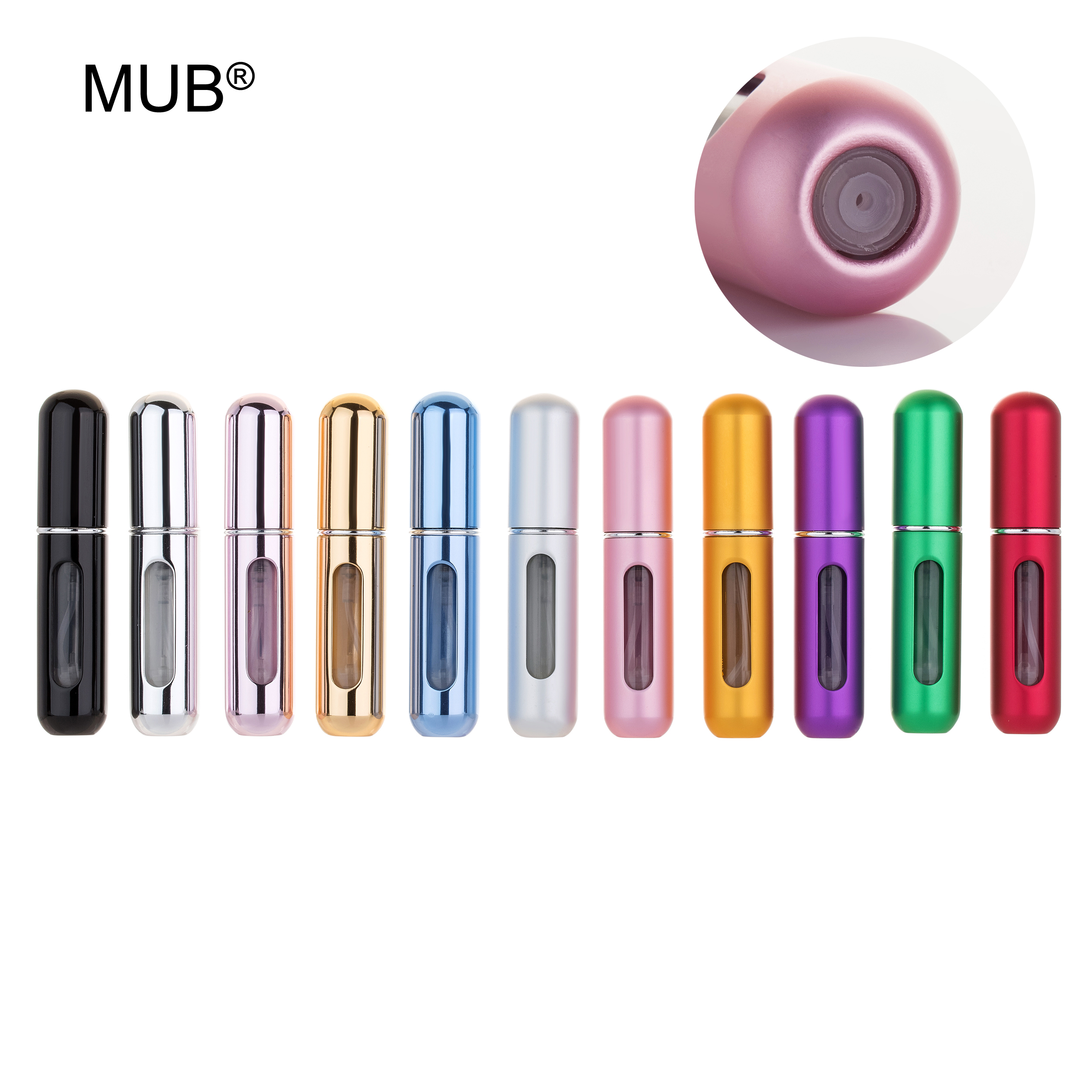MUB Карманный флакон для духов, Мини дорожный распылитель для духов, пустой 5 мл, Легкая заправка, алюминиевые флаконы для духов с насосным распылителем