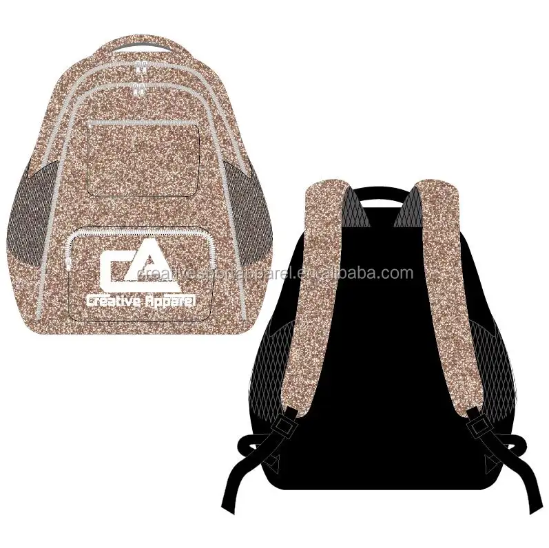 Wholesale cheerleader gold glitter backpack bags