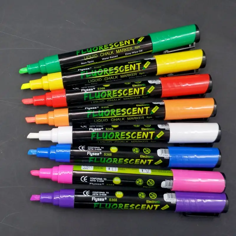 Chalk Markers 8 Pack Liquid Neon Pens Chalkboard, Glass, Window Labels Reversible Bullet and Chisel Fine Tips