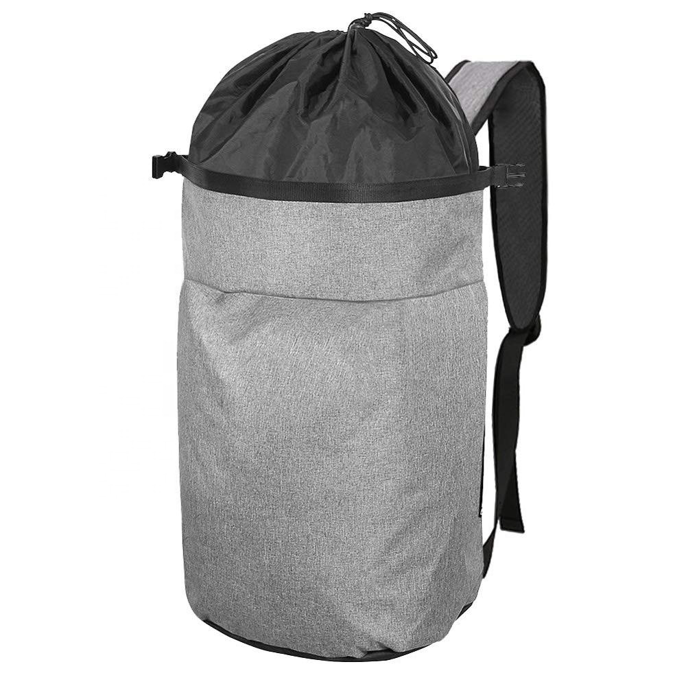 Nylon Backpack Laundry Wash Bag, 2 in 1 Durable Drawstring Laundry Bag With Adjustable Shoulder Straps for Travel