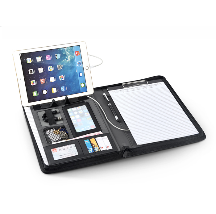 Fancy multifunction zippered PU Leather business portfolio
