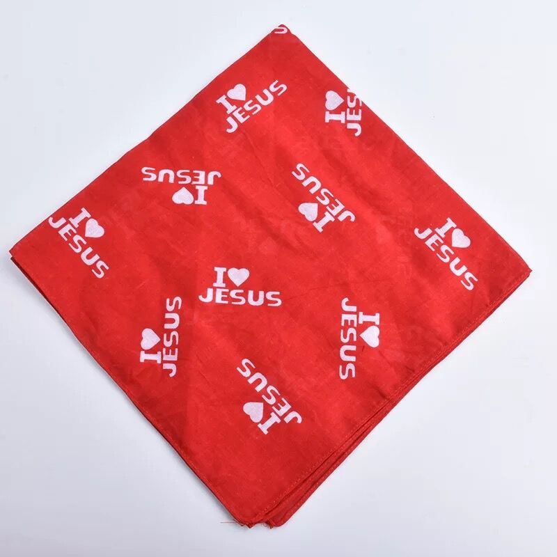 22inch i love jesus cotton bandana,handkerchief for cycling
