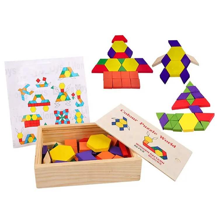 Custom colorful wooden magnetic tangram puzzle educational toy for children