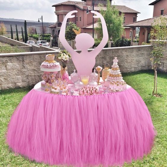 Beautiful Banquet Birthdays Party Tulle Ruffle Table Skirting Designs for Wedding