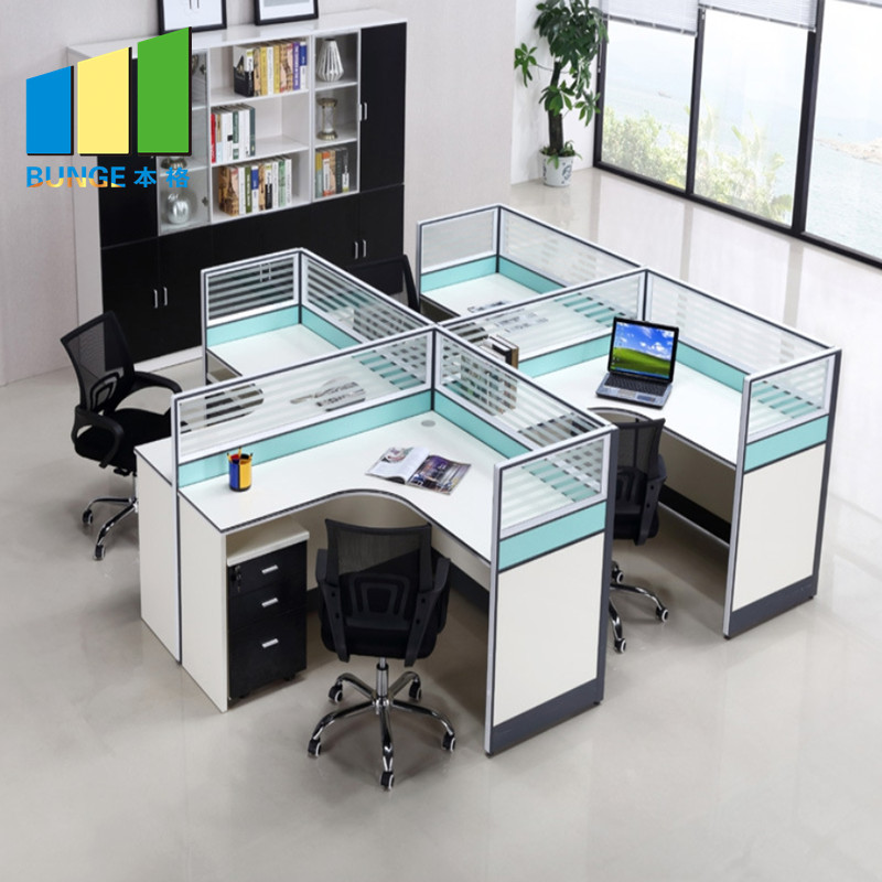 Meeting Room Modular Furniture 6 Person Office Glass Desks and Workstations