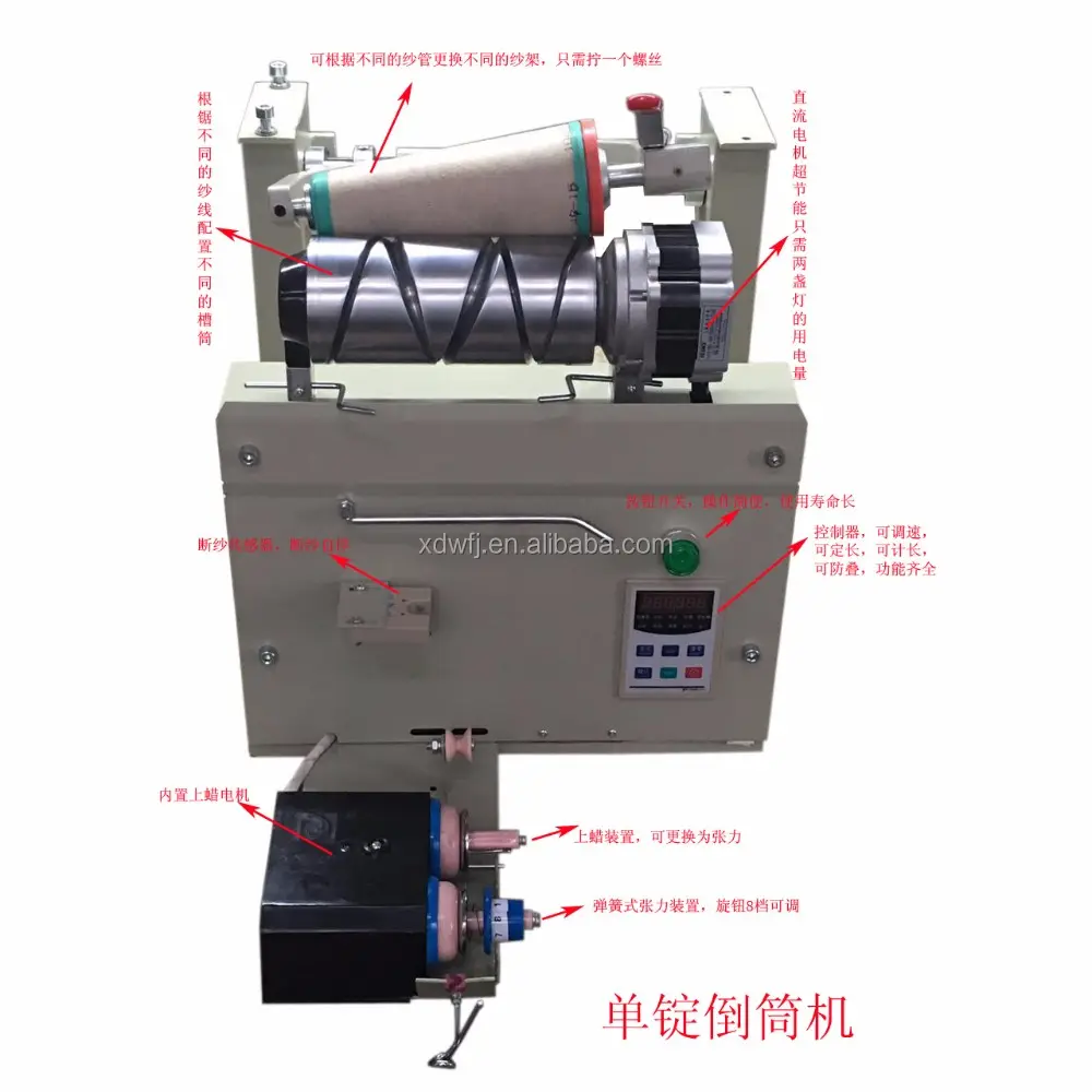 Textile Cone to Cone Yarn Winder Machine with Winding Drum