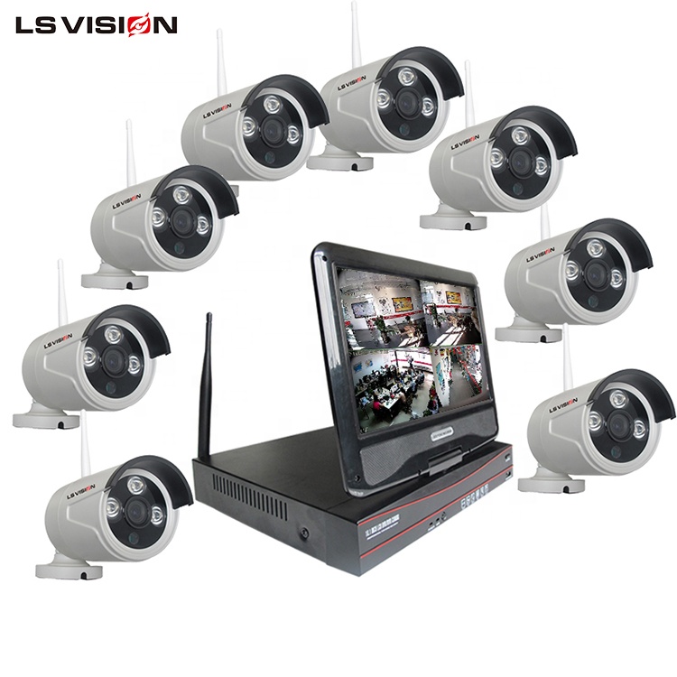 V-образной крепежной пластиной LS VISION 8-канальный HD 960P 1080P беспроводная ip-камера наборы 10-дюймовый жк-дисплей экран монитор IP66 wi-fi видеокамера для дома, набор для самостоятельной сборки