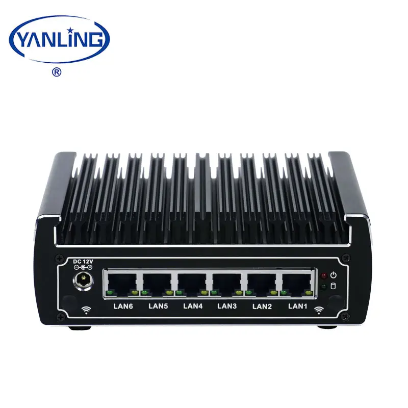 Yanling Mini PC Fanless Multi Lan Intel 3865U Core I3 7100U Pfsense Computer Support AES-NI