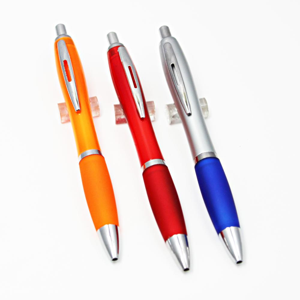 RCPL-114 China Manufacturer OEM Promotional Advertising Cheap Custom Company Logo Click Silver Plastic Ballpoint Pens