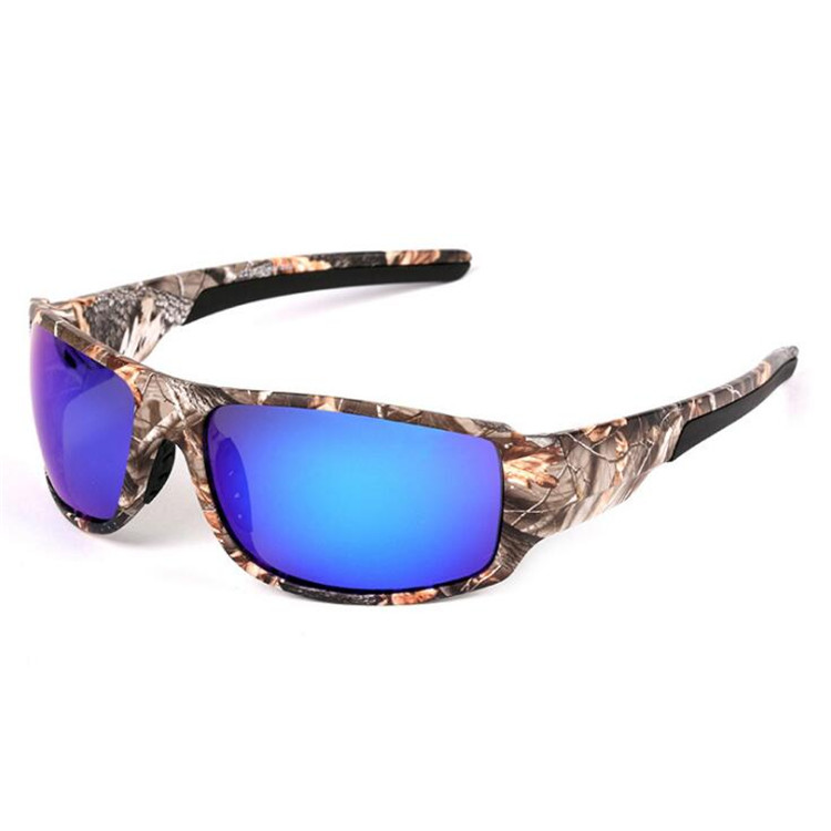 Fashionable Fishing Driving Glasses Resin Lens Camouflage Pc Frame Sport Sunglasses Polarized Blue