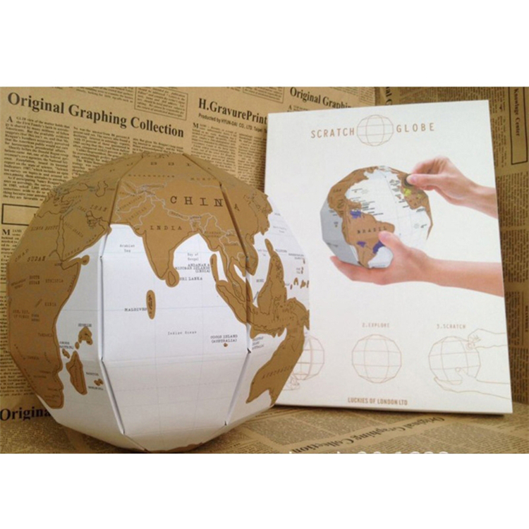New Design Creative DIY Scratch Globe off World Map Stereo Assembly Globe Travel Kid Child Toy Gift