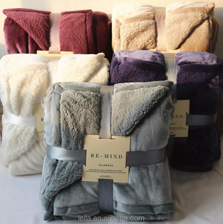 2019 hot sale wholesale 100% Polyester faux fur throw flannel fleece blanket