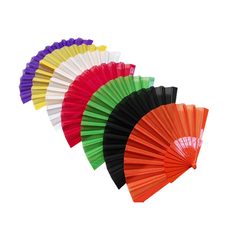 customized design nylon foldable hand fans with plastic