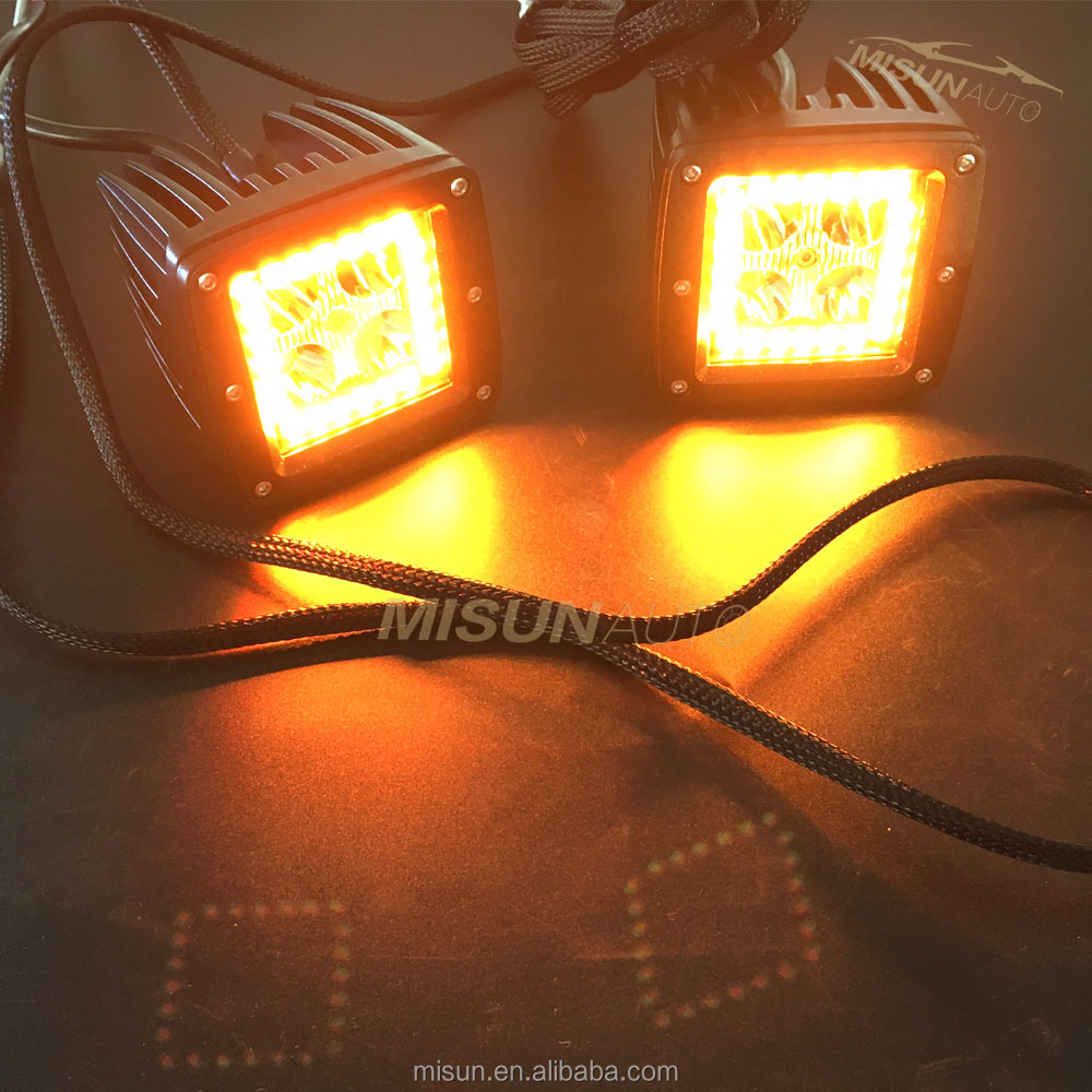 Misun Авто внедорожный 4 "свет бар RGB Halo кольца led pod 3x3" с изменением цвета Пульты ДУ