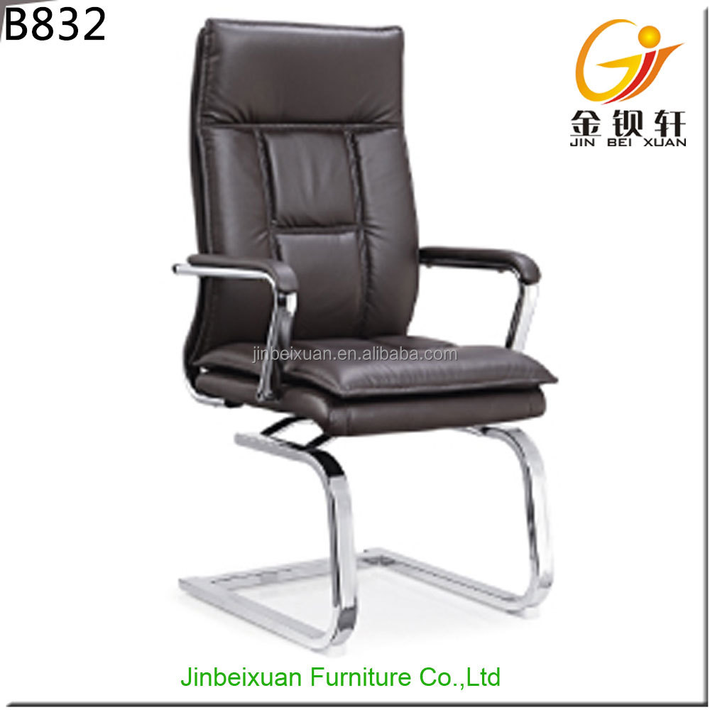 Leather Meeting Room Chair Office Conference Chairs Without Wheels B832
