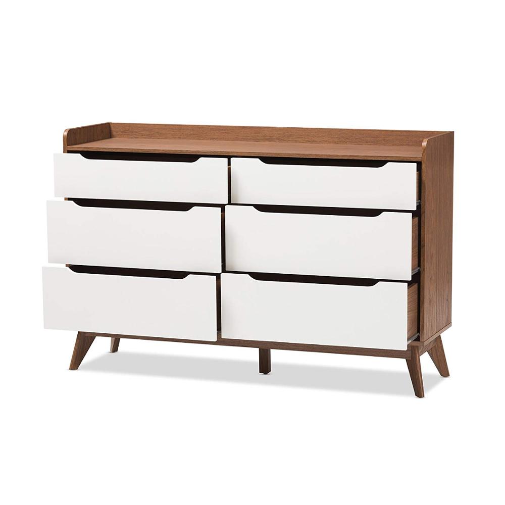 White/walnut Brown Chest Of Drawers/office 6 Drawer Storage Vanity Living Room Furniture
