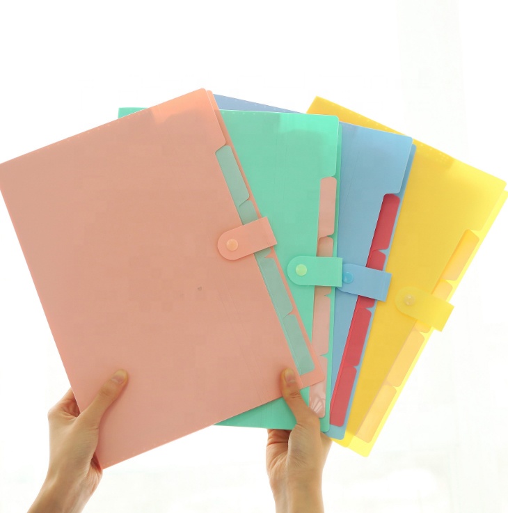 Hot Sale A5 Pockets ccordion Folder Candy Colors with Push Button Multi-Pocket Extension Folder for School Office
